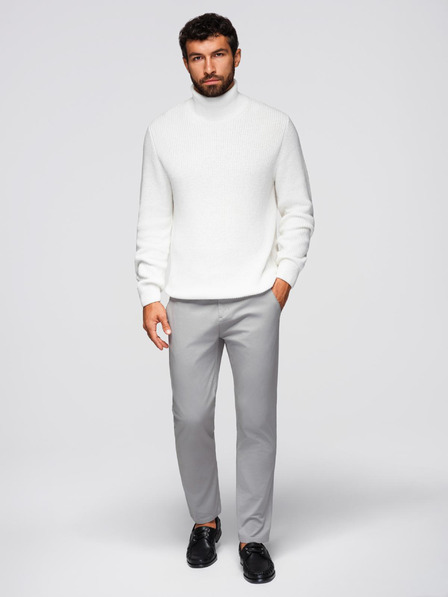 Ombre Clothing Svetlo sive moške hlače chino z okrasnim pasom Ombre Clothing