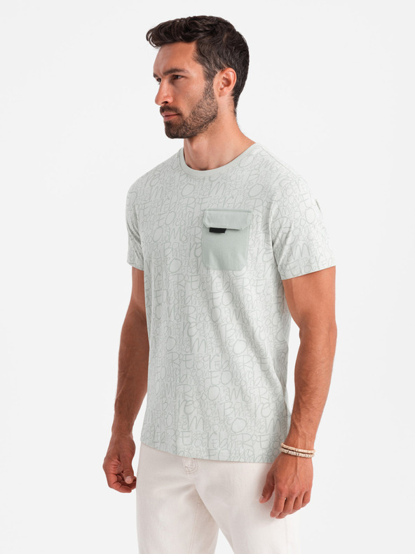 Ombre Clothing Svetlo zelena moška majica z žepi Ombre Clothing