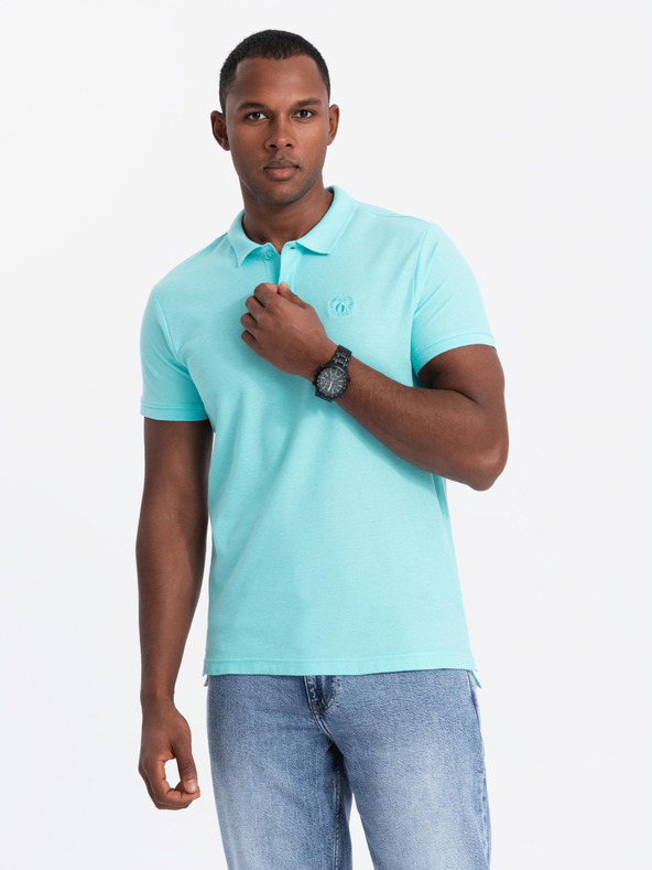 Ombre Clothing Mentolova moška osnovna polo majica Ombre Clothing
