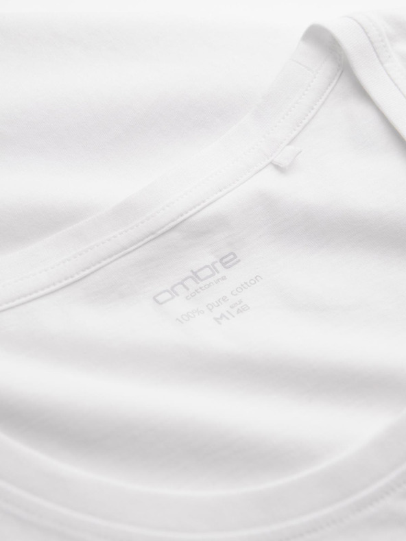 Ombre Clothing Bela moška bombažna majica Ombre Clothing