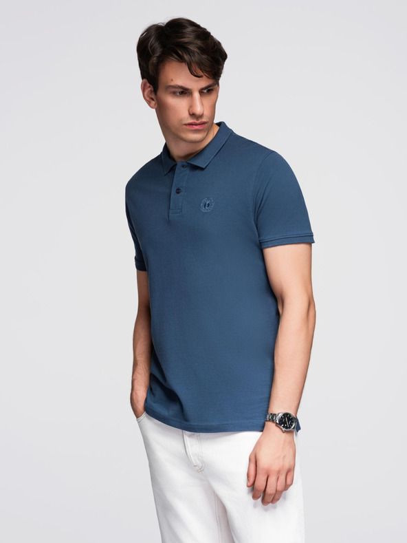Ombre Clothing Modra moška osnovna polo majica Ombre Clothing