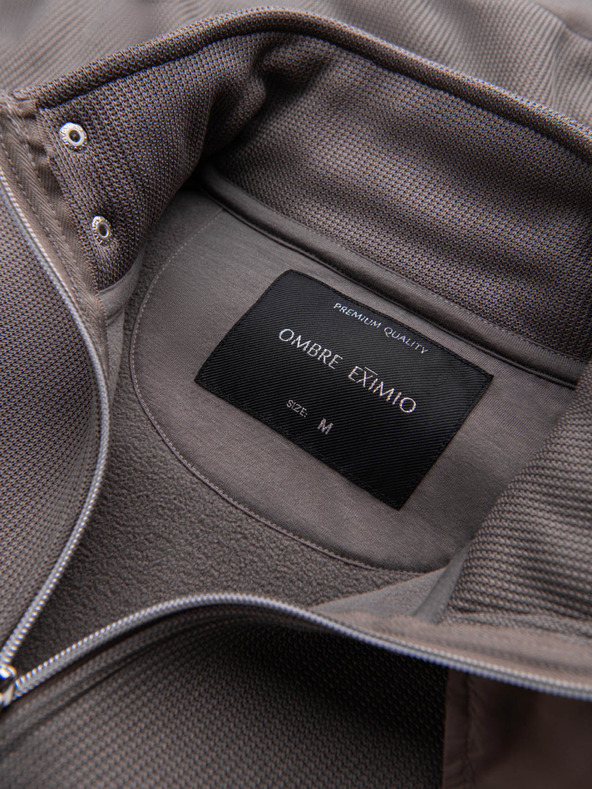 Ombre Clothing Siva moška jakna z visokim ovratnikom in notranjostjo iz flisa Ombre Clothing