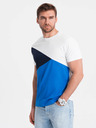 Ombre Clothing Belo-modra moška bombažna majica Ombre Clothing