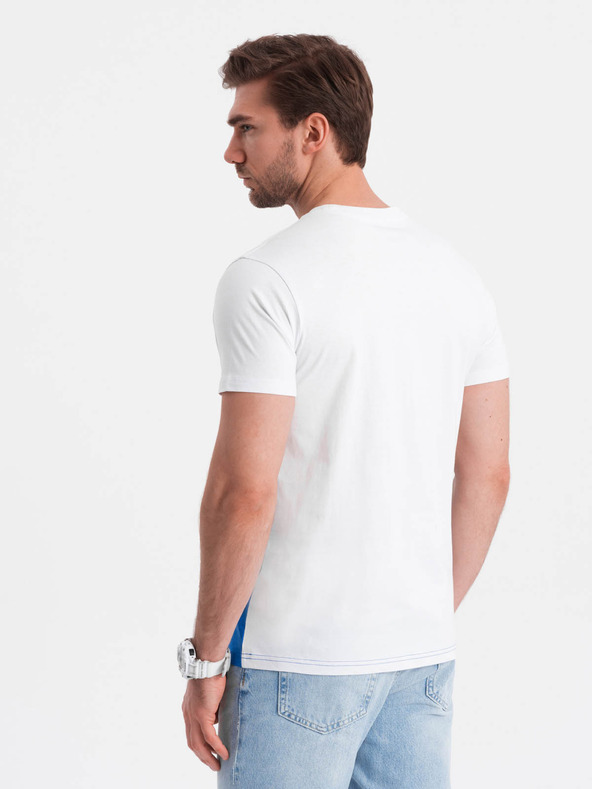 Ombre Clothing Belo-modra moška bombažna majica Ombre Clothing