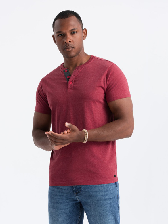 Ombre Clothing Rdeča moška majica z okroglim vratom Ombre Clothing