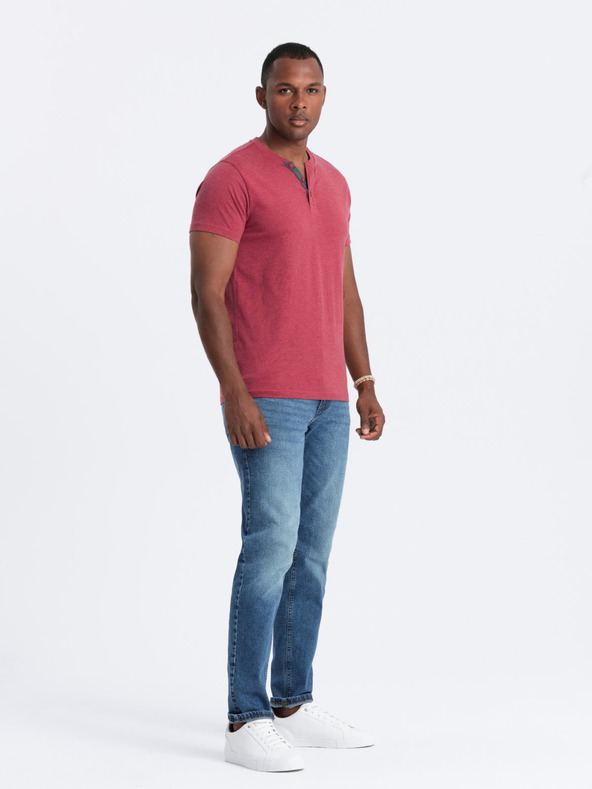 Ombre Clothing Rdeča moška majica z okroglim vratom Ombre Clothing