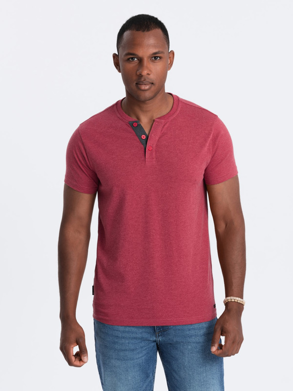 Ombre Clothing Rdeča moška majica z okroglim vratom Ombre Clothing