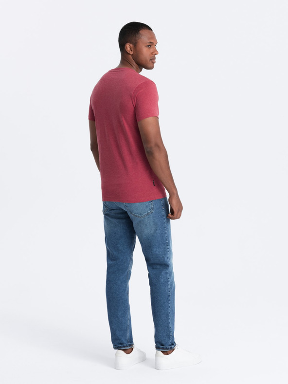 Ombre Clothing Rdeča moška majica z okroglim vratom Ombre Clothing