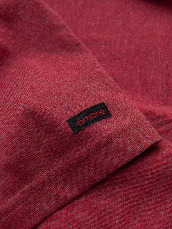 Ombre Clothing Rdeča moška majica z okroglim vratom Ombre Clothing