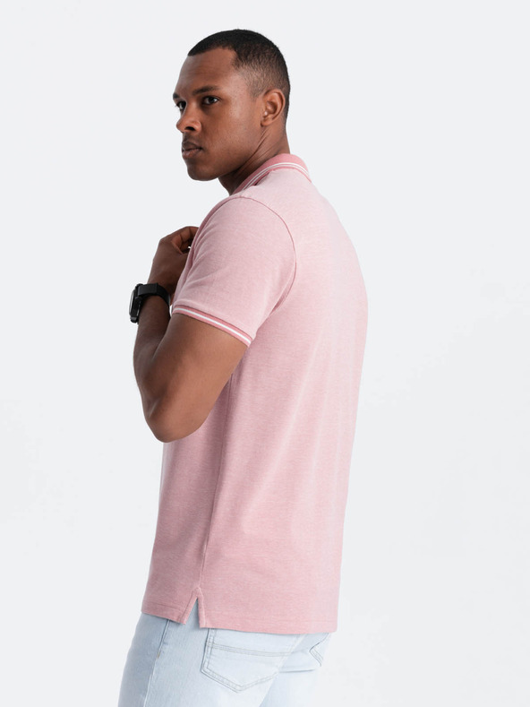 Ombre Clothing Melanžna moška polo majica s črtastim ovratnikom Ombre Clothing