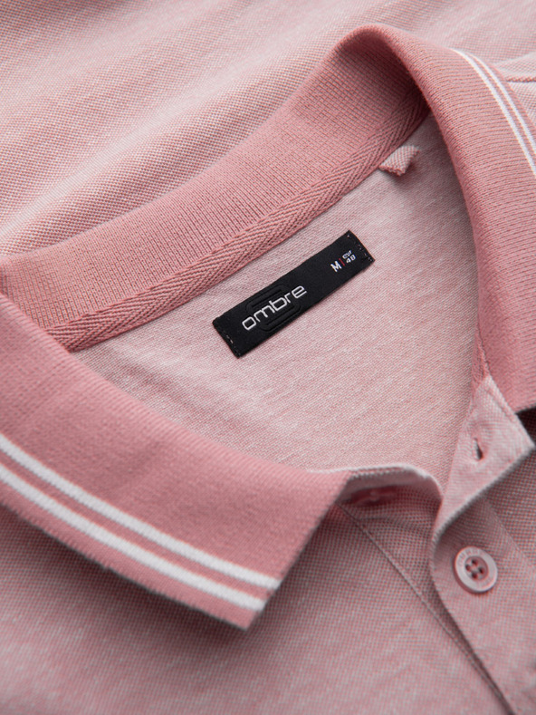 Ombre Clothing Melanžna moška polo majica s črtastim ovratnikom Ombre Clothing