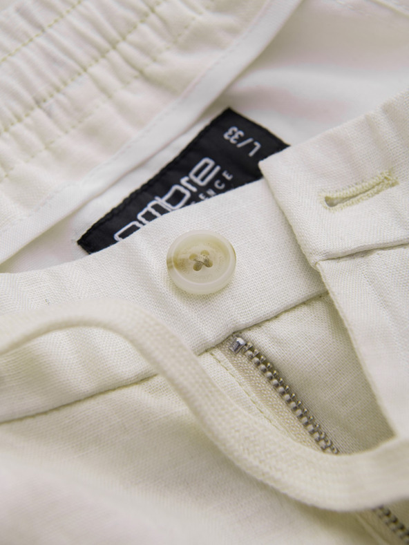 Ombre Clothing Kremaste moške hlače chino z mešanico lanu Ombre Clothing