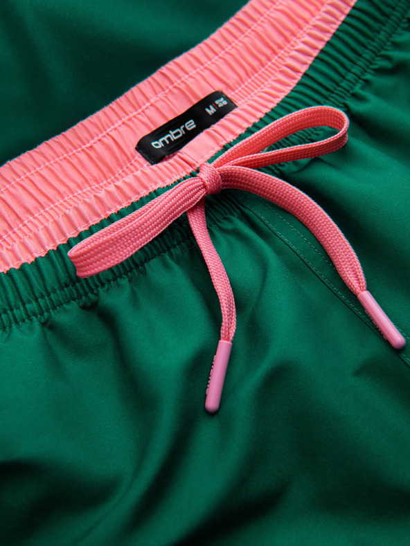 Ombre Clothing Zelene moške rebraste kopalke Ombre Clothing