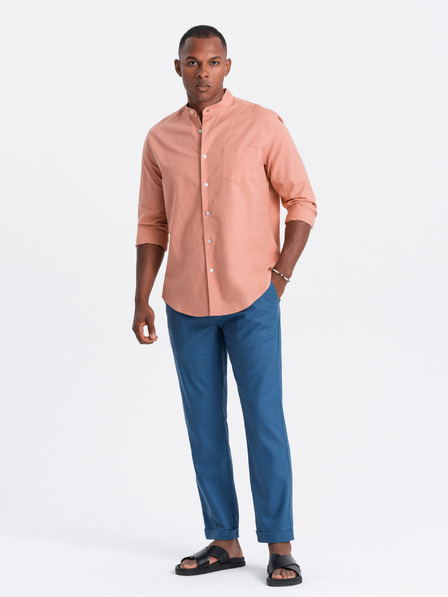 Ombre Clothing Modre moške hlače chino s platnom Ombre Clothing