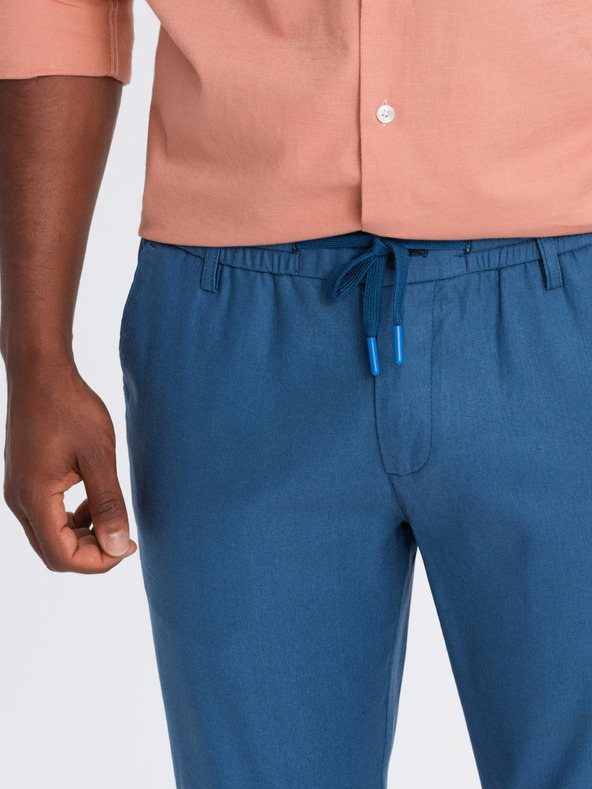 Ombre Clothing Modre moške hlače chino s platnom Ombre Clothing