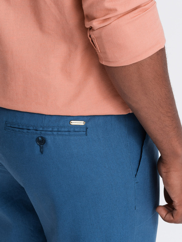 Ombre Clothing Modre moške hlače chino s platnom Ombre Clothing