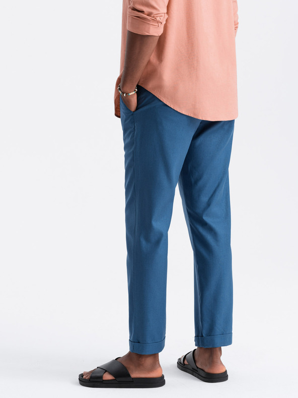 Ombre Clothing Modre moške hlače chino s platnom Ombre Clothing