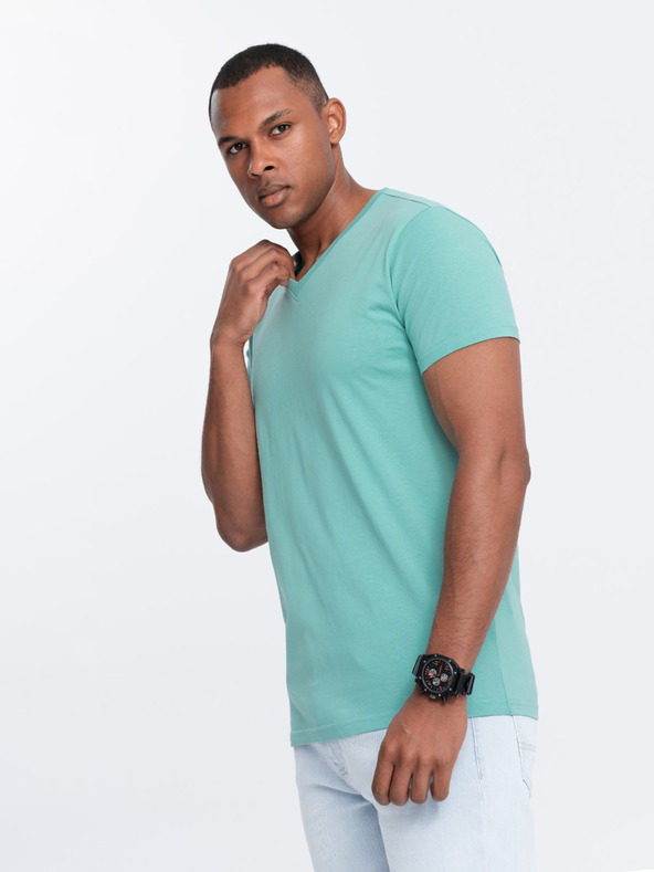 Ombre Clothing Turkizna moška bombažna majica Ombre Clothing