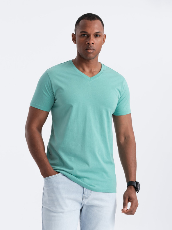 Ombre Clothing Turkizna moška bombažna majica Ombre Clothing
