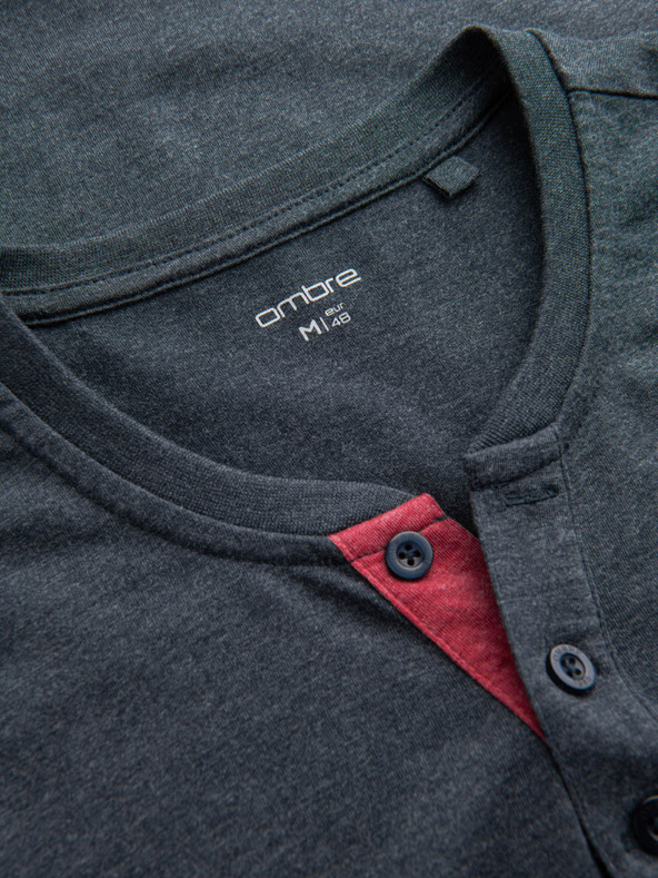 Ombre Clothing Modra moška majica z okroglim vratom Ombre Clothing