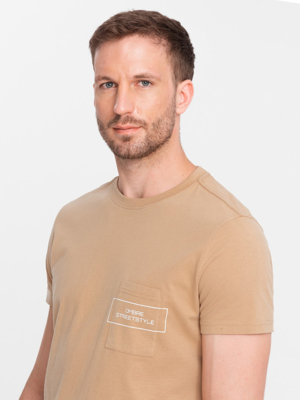 Ombre Clothing Moška bombažna majica z žepnim potiskom Ombre Streetstyle Ombre oblačila