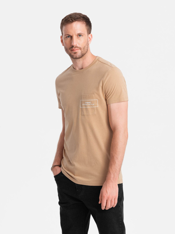 Ombre Clothing Moška bombažna majica z žepnim potiskom Ombre Streetstyle Ombre oblačila