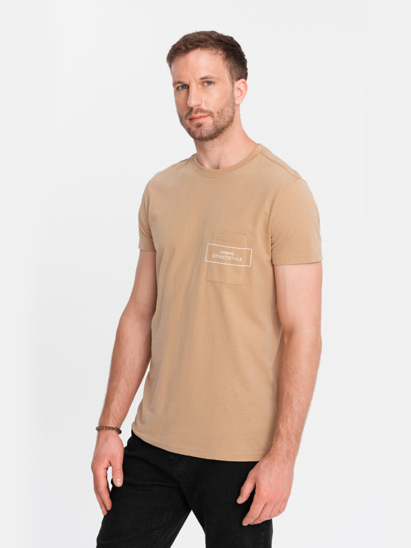 Ombre Clothing Moška bombažna majica z žepnim potiskom Ombre Streetstyle Ombre oblačila