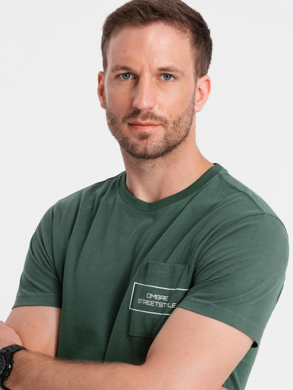 Ombre Clothing Moška bombažna majica z žepnim potiskom Ombre Streetstyle Ombre oblačila