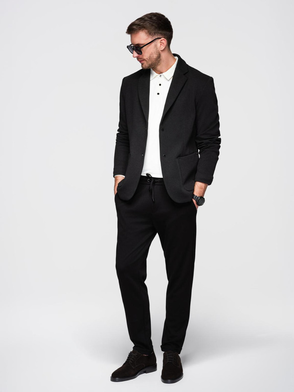 Ombre Clothing Moška jakna z visokim ovratnikom in kapuco črna Ombre Clothing