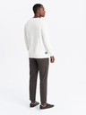 Ombre Clothing Moški raglanski pulover z rebrastimi rokavi Bela oblačila Ombre