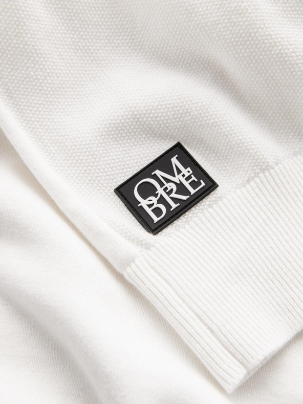 Ombre Clothing Moški raglanski pulover z rebrastimi rokavi Bela oblačila Ombre