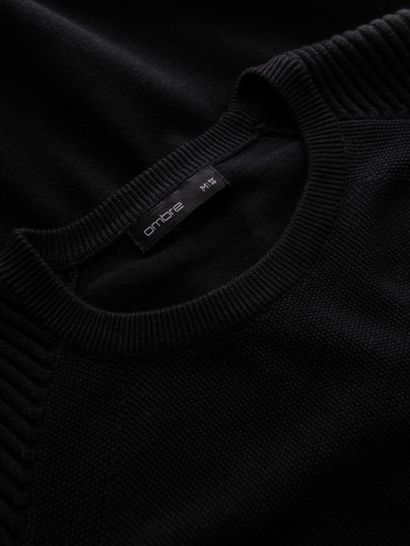 Ombre Clothing Moški raglanski pulover z rebrastimi rokavi črna Ombre oblačila