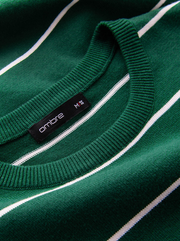 Ombre Clothing Moški priložnostni pulover z vodoravnimi črtami zelen Ombre Clothing