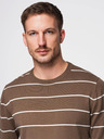 Ombre Clothing Moški pulover z vodoravnimi črtami rjave barve Ombre Clothing