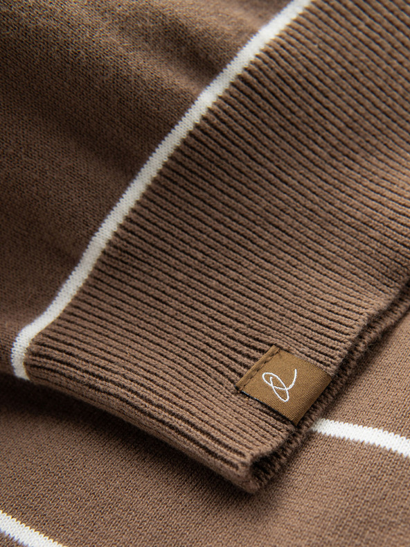 Ombre Clothing Moški pulover z vodoravnimi črtami rjave barve Ombre Clothing