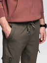 Ombre Clothing Moške jogger hlače z žepi in potiskom temno olivno zelene barve Ombre oblačila