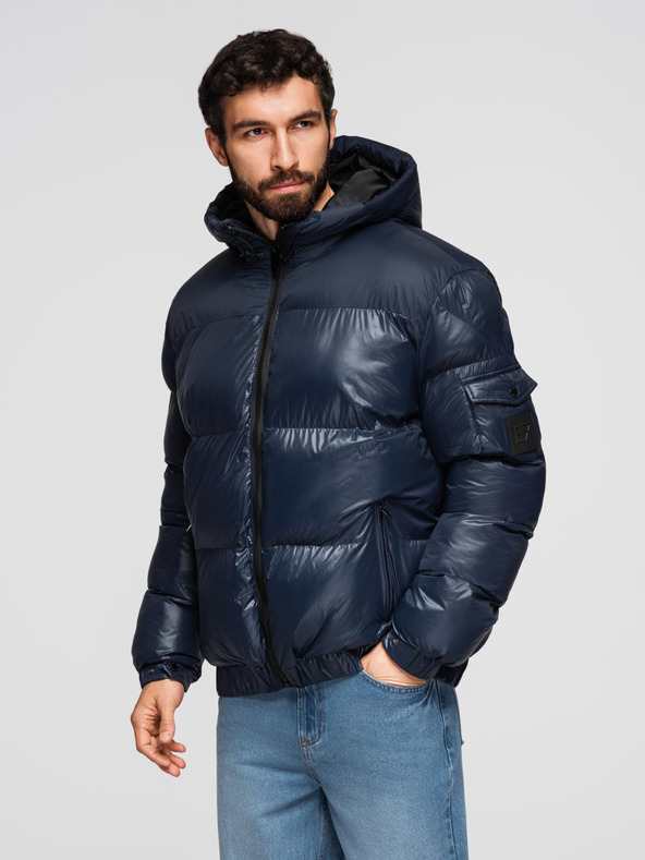 Ombre Clothing Moška topla jakna z rebrastimi zaključki Ombre Clothing