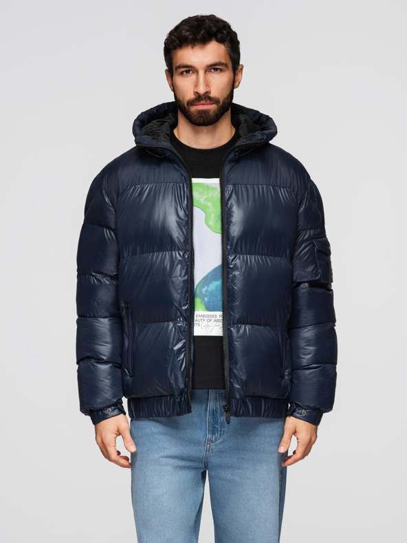 Ombre Clothing Moška topla jakna z rebrastimi zaključki Ombre Clothing