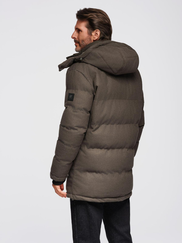 Ombre Clothing Moška dolga topla jakna parka z volno Ombre Oblačila