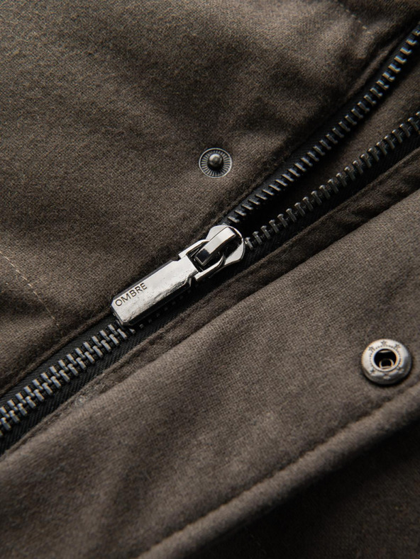 Ombre Clothing Moška dolga topla jakna parka z volno Ombre Oblačila