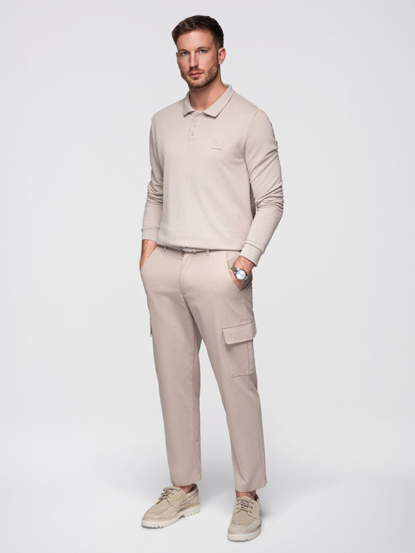 Ombre Clothing Moška polo majica z dolgimi rokavi Ombre Clothing