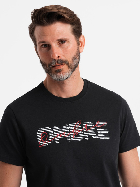 Ombre Clothing Moška bombažna majica z nežno vezenino Ombre Clothing