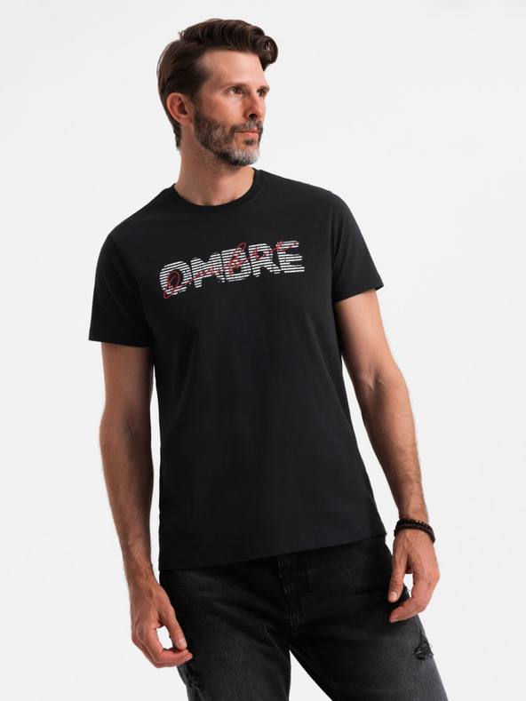 Ombre Clothing Moška bombažna majica z nežno vezenino Ombre Clothing