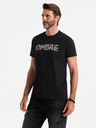Ombre Clothing Moška bombažna majica z nežno vezenino Ombre Clothing
