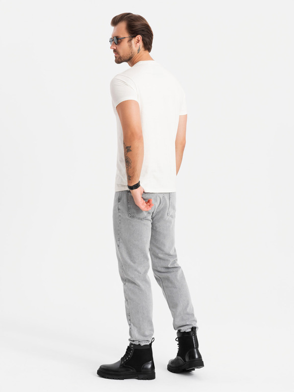 Ombre Clothing Moška bombažna majica z nežno vezenino Ombre Clothing