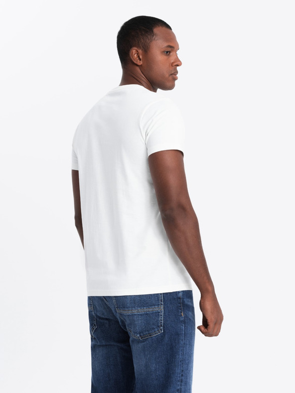 Ombre Clothing Moška bombažna majica z nežno vezenino Ombre Clothing