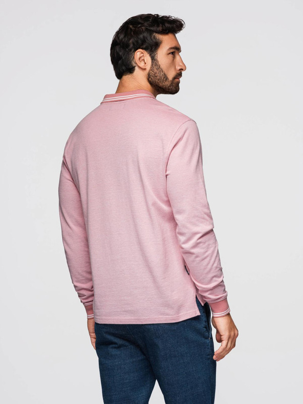 Ombre Clothing Moška izvezena polo majica z dolgimi rokavi Ombre Clothing