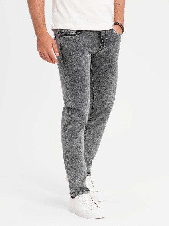 Ombre Clothing Moške hlače iz džinsa STRAIGHT LEG - črne V1 OM-PADP-0133 Ombre Clothing
