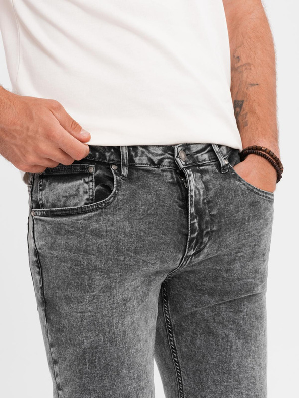 Ombre Clothing Moške hlače iz džinsa STRAIGHT LEG - črne V1 OM-PADP-0133 Ombre Clothing
