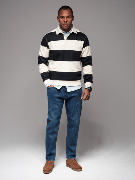 Ombre Clothing Moške hlače iz džinsa STRAIGHT LEG - črne V1 OM-PADP-0133 Ombre Clothing